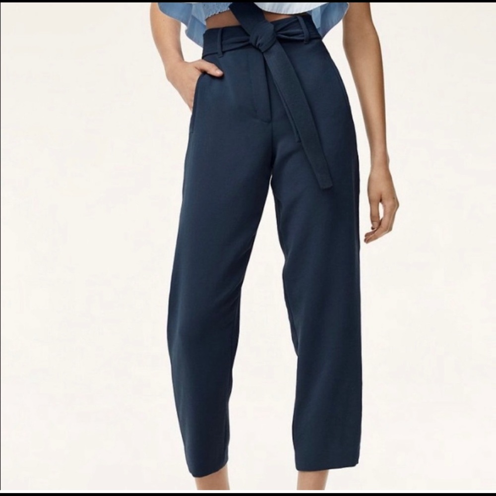 Aritzia/Wilfred Navy Tie-Front Pants